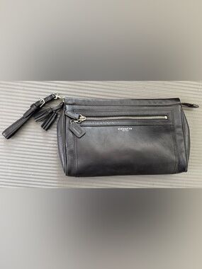 Coach Legacy Black Leather Clutch w/Wristlet Tassel Zip NWT